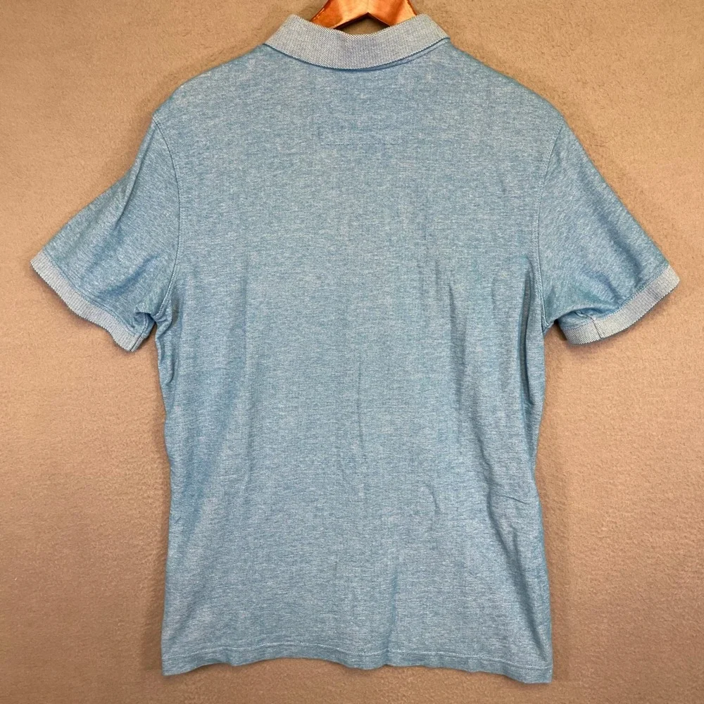 Banana Republic Elephant Logo Polo Shirt Men's Medium Blue Birdseye 100% Cotton